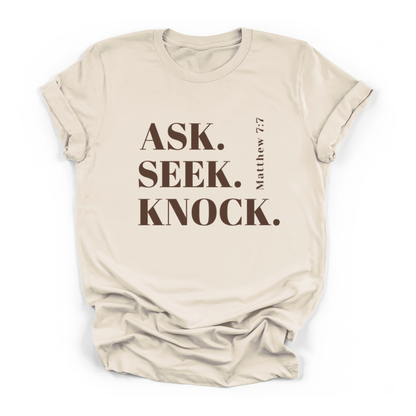 New Ask, Seek, Knock T-shirt Faith Girl Apparel