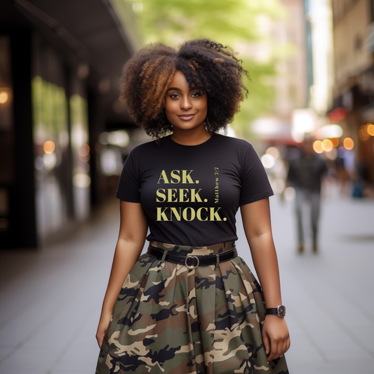 New Ask, Seek, Knock T-shirt Faith Girl Apparel